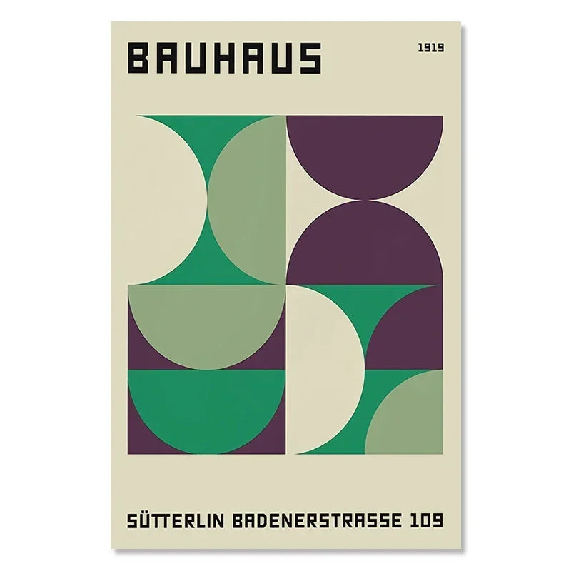 Bauhaus Exhibition Colour Block Canvas Painting Abstract Minimalist Wall Art Colourful Geometric Pictures Bedroom Poster