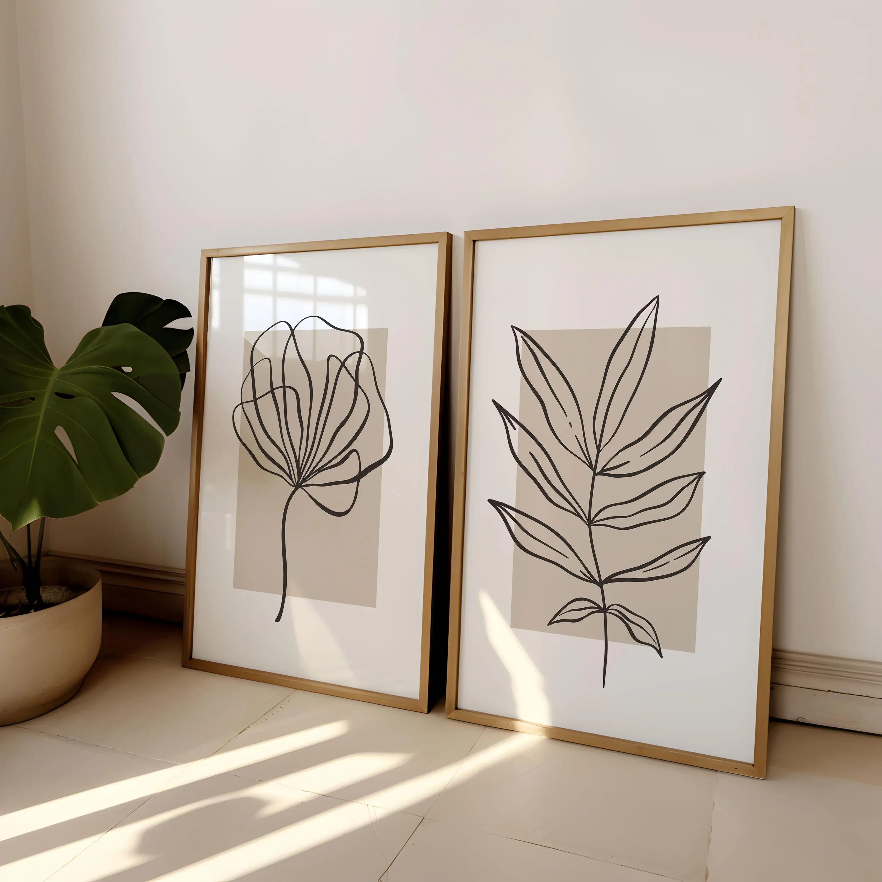 Minimal Line Art Botanical Canvas