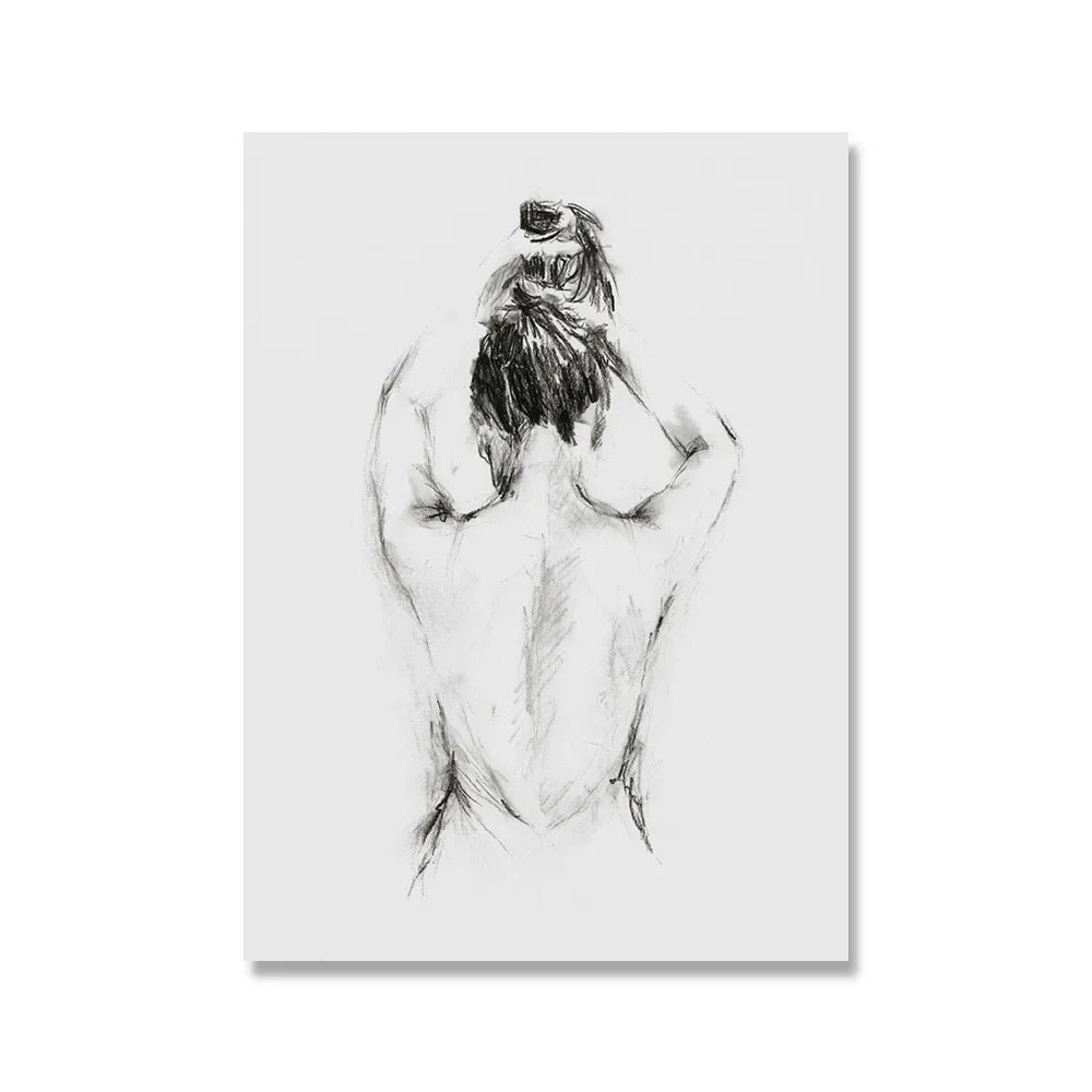 Scandinavian Minimalist Wall Art Female Line Drawing Abstract Nude HD Canvas Poster Print Home Bedroom Living Room Decoration