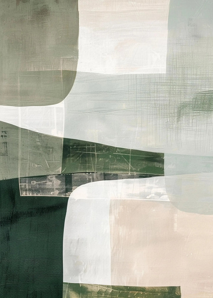Abstract Geometric Green Beige Poster Canvas Painting Print Wall Art Neutral Modern Minimalist Boho Room Home Decoration