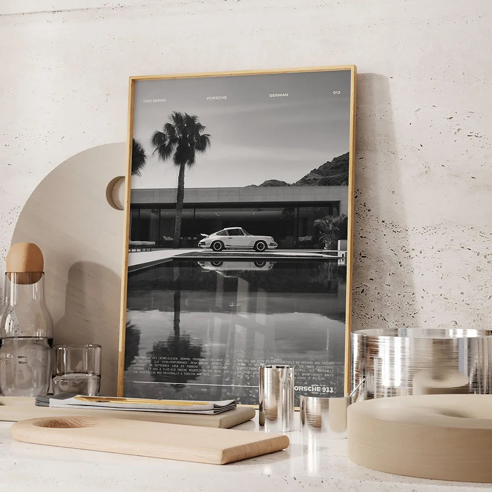 Portrait of Middle Ages Black and White Sports Car Posters and Prints Canvas Painting Wall Art Pictures Home Bar Room Decoration