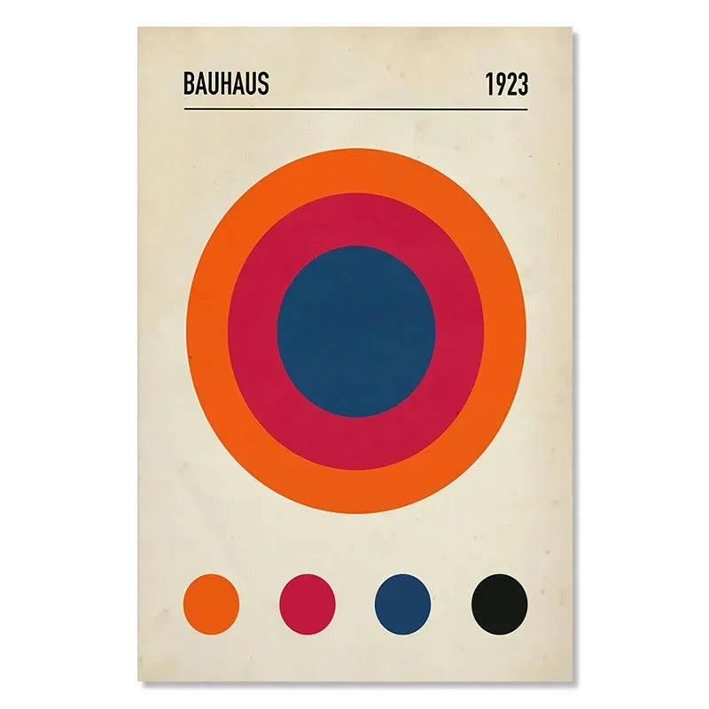 Bauhaus Exhibition Colour Block Canvas Painting Abstract Minimalist Wall Art Colourful Geometric Pictures Bedroom Poster