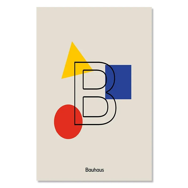 Bauhaus Exhibition Colour Block Canvas Painting Abstract Minimalist Wall Art Colourful Geometric Pictures Bedroom Poster