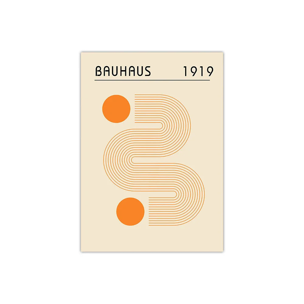 1PC/3PCS Frameless Abstract Orange Bauhaus Posters Canvas Painting Minimalist Modern Geometric Wall Art Exhibition Home Decor