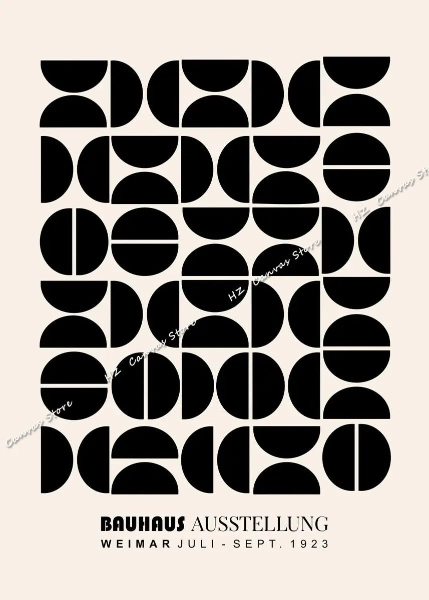 Black and White Bauhaus Design Art Exhibition Posters and Prints Canvas Painting Minimalist Wall Pictures Modern Artwork Decor