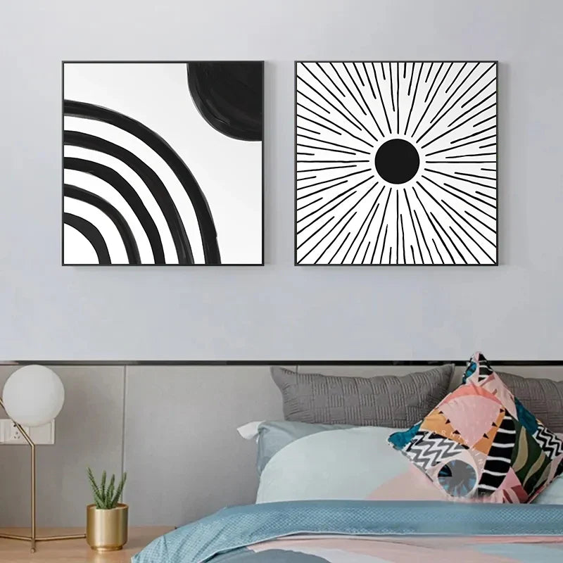 Wall Art Canvas Print Painting Posters Pictures Square Simple Black White Abstract Nordic Modern Porch Living Room Home Decor