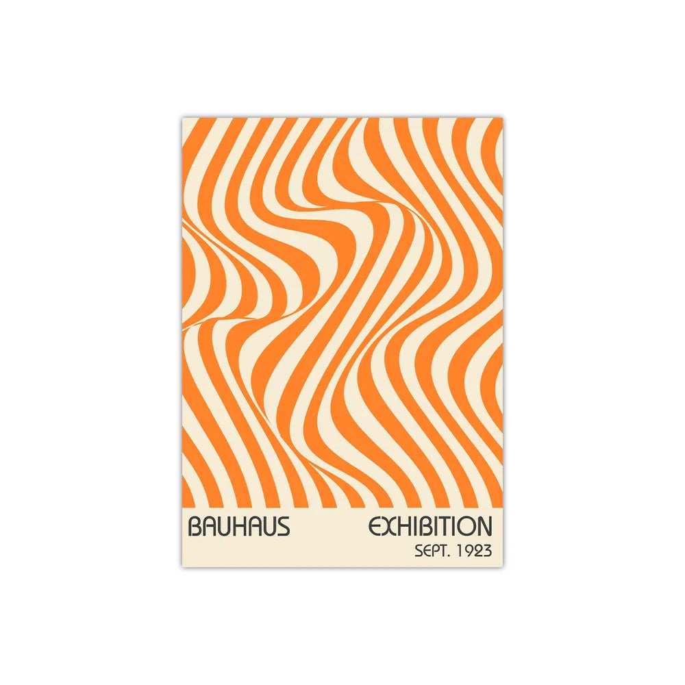 1PC/3PCS Frameless Abstract Orange Bauhaus Posters Canvas Painting Minimalist Modern Geometric Wall Art Exhibition Home Decor
