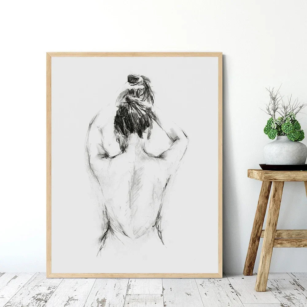 Scandinavian Minimalist Wall Art Female Line Drawing Abstract Nude HD Canvas Poster Print Home Bedroom Living Room Decoration