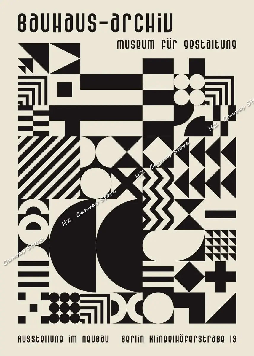 Black and White Bauhaus Design Art Exhibition Posters and Prints Canvas Painting Minimalist Wall Pictures Modern Artwork Decor