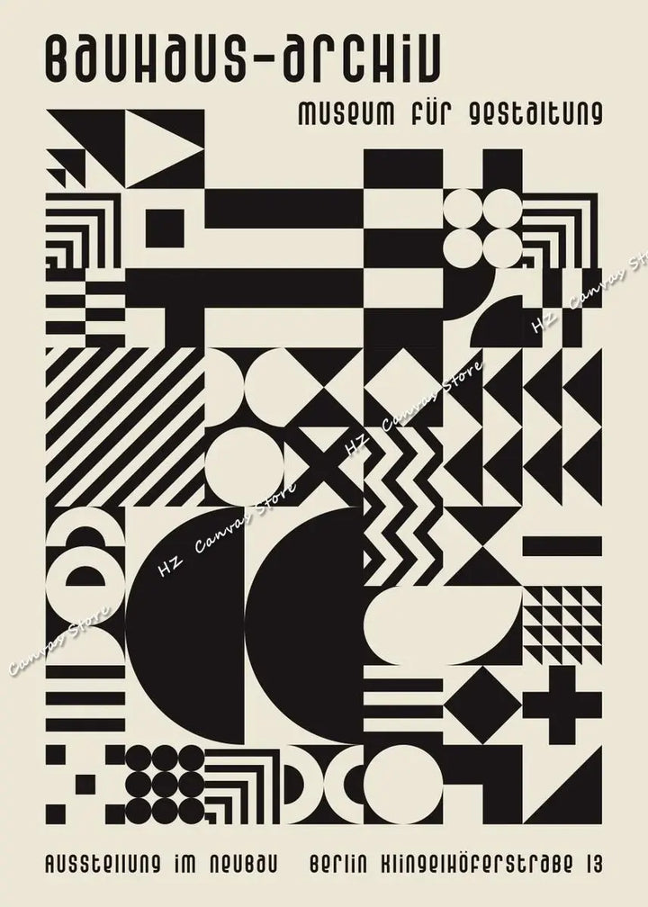Black and White Bauhaus Design Art Exhibition Posters and Prints Canvas Painting Minimalist Wall Pictures Modern Artwork Decor