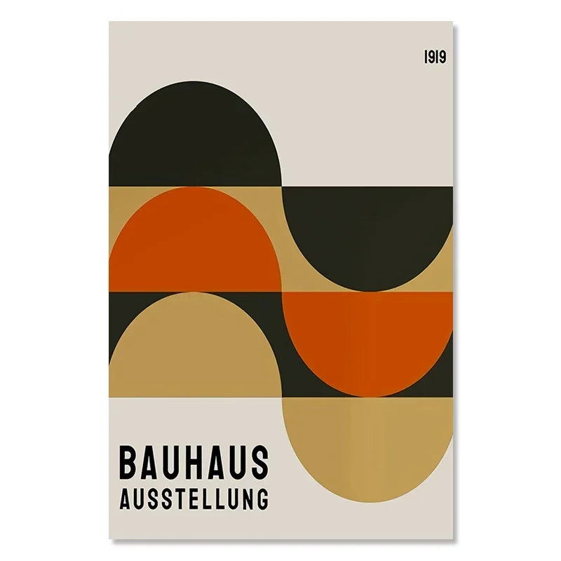 Bauhaus Exhibition Colour Block Canvas Painting Abstract Minimalist Wall Art Colourful Geometric Pictures Bedroom Poster