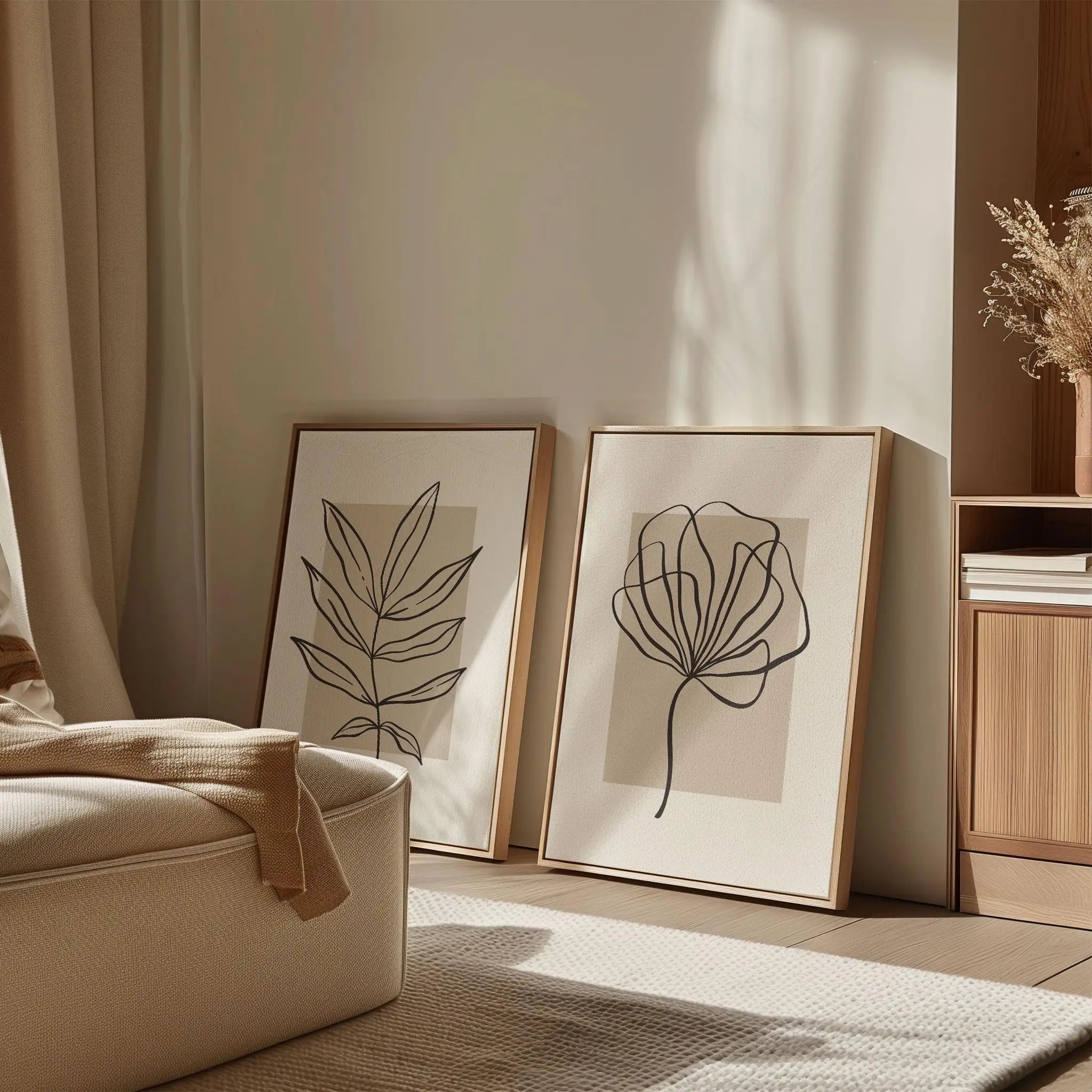 Minimal Line Art Botanical Canvas