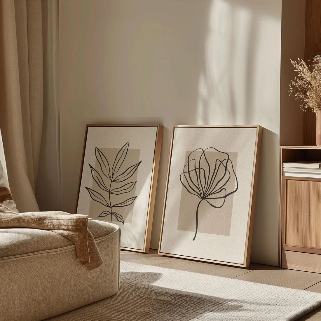 Minimal Line Art Botanical Canvas