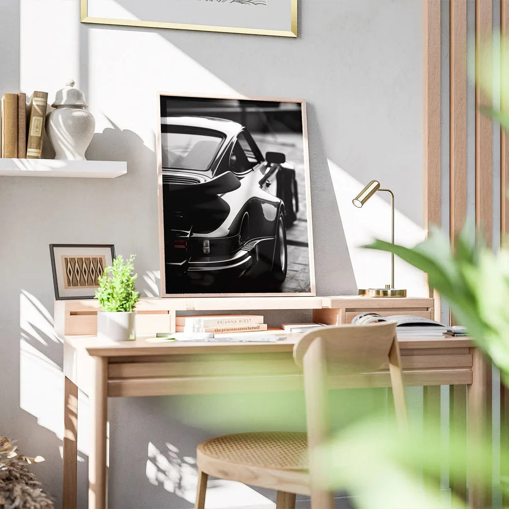 Portrait of Middle Ages Black and White Sports Car Posters and Prints Canvas Painting Wall Art Pictures Home Bar Room Decoration