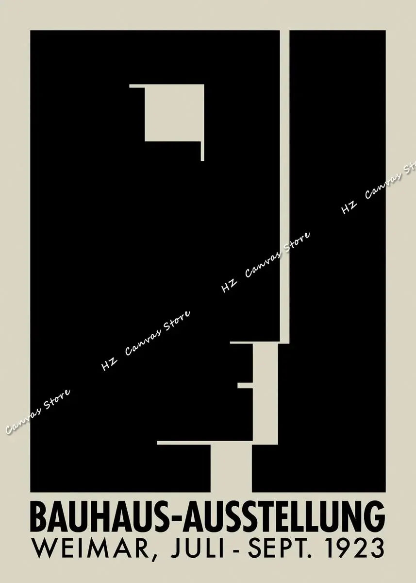 Black and White Bauhaus Design Art Exhibition Posters and Prints Canvas Painting Minimalist Wall Pictures Modern Artwork Decor