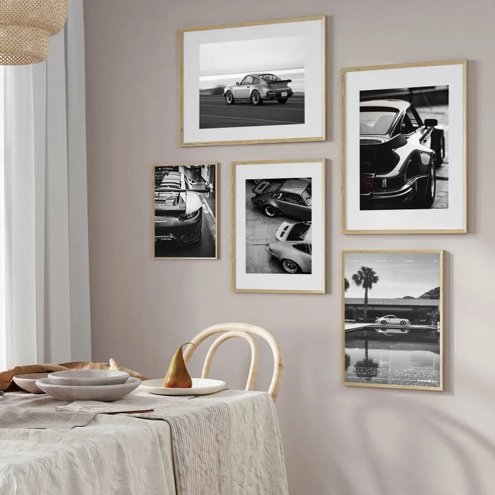 Portrait of Middle Ages Black and White Sports Car Posters and Prints Canvas Painting Wall Art Pictures Home Bar Room Decoration