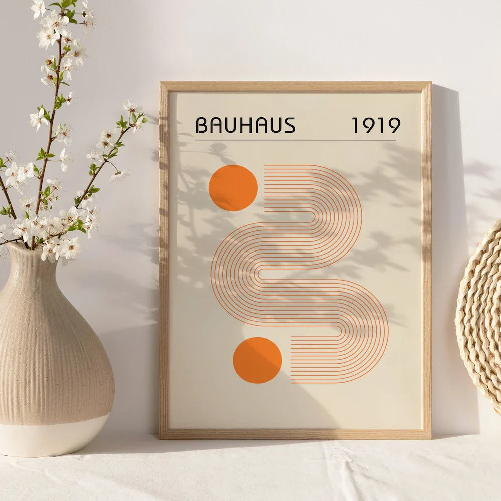 1PC/3PCS Frameless Abstract Orange Bauhaus Posters Canvas Painting Minimalist Modern Geometric Wall Art Exhibition Home Decor