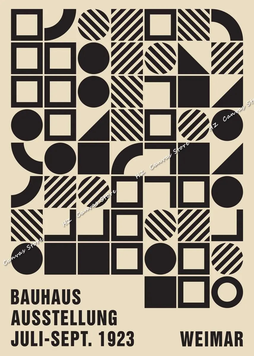 Black and White Bauhaus Design Art Exhibition Posters and Prints Canvas Painting Minimalist Wall Pictures Modern Artwork Decor