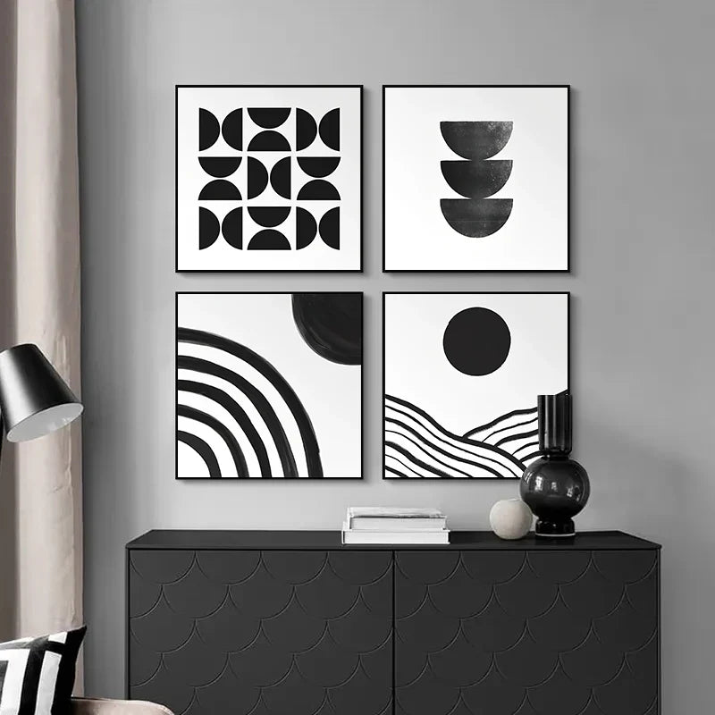 Wall Art Canvas Print Painting Posters Pictures Square Simple Black White Abstract Nordic Modern Porch Living Room Home Decor