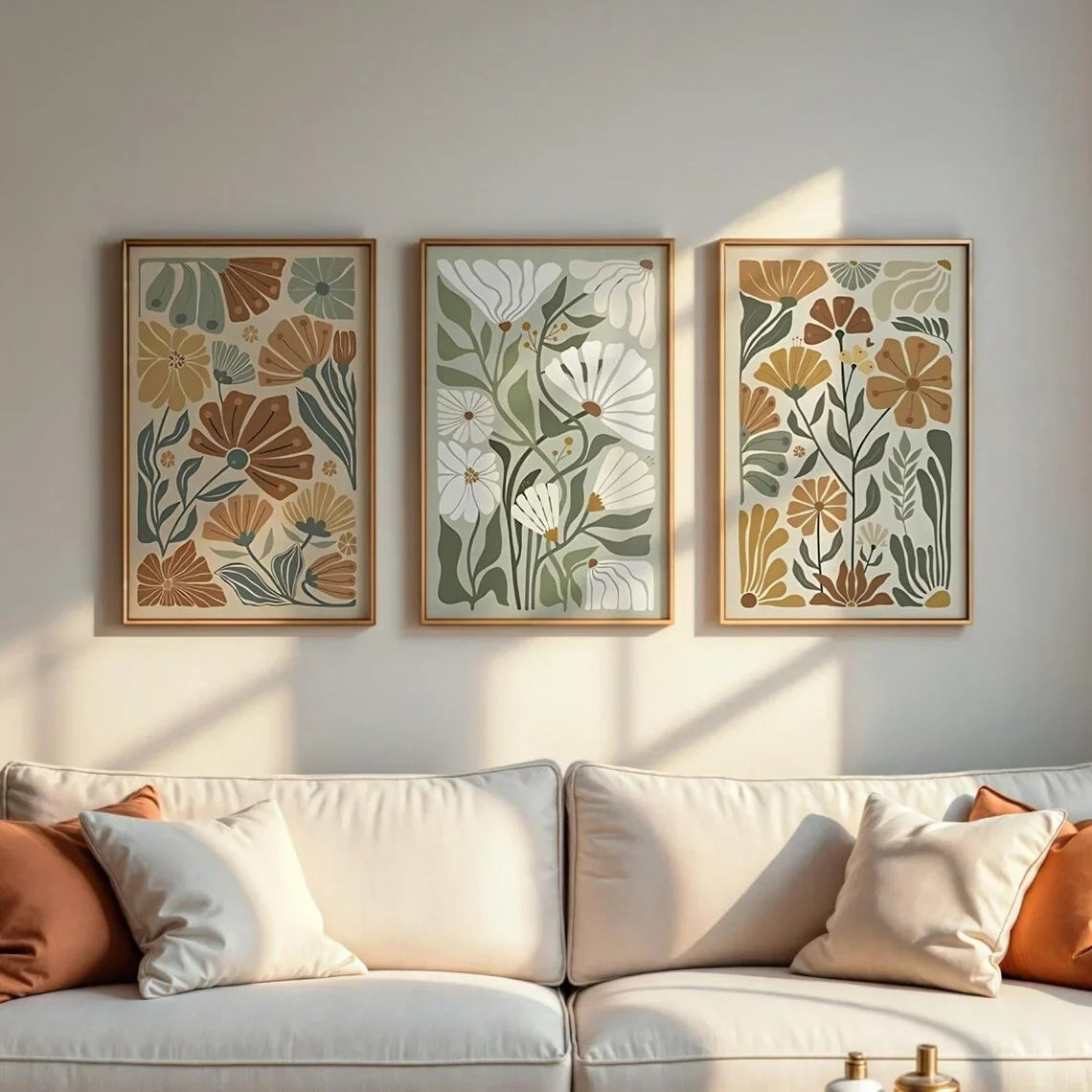 3pcs Modern Abstract Floral Canvas Wall Art Prints, Unframed Bohemian Botanical Canvas Wall Posters for Living Room Decortions