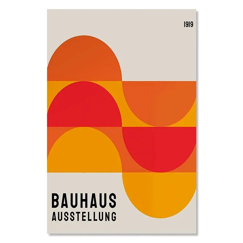 Bauhaus Exhibition Colour Block Canvas Painting Abstract Minimalist Wall Art Colourful Geometric Pictures Bedroom Poster