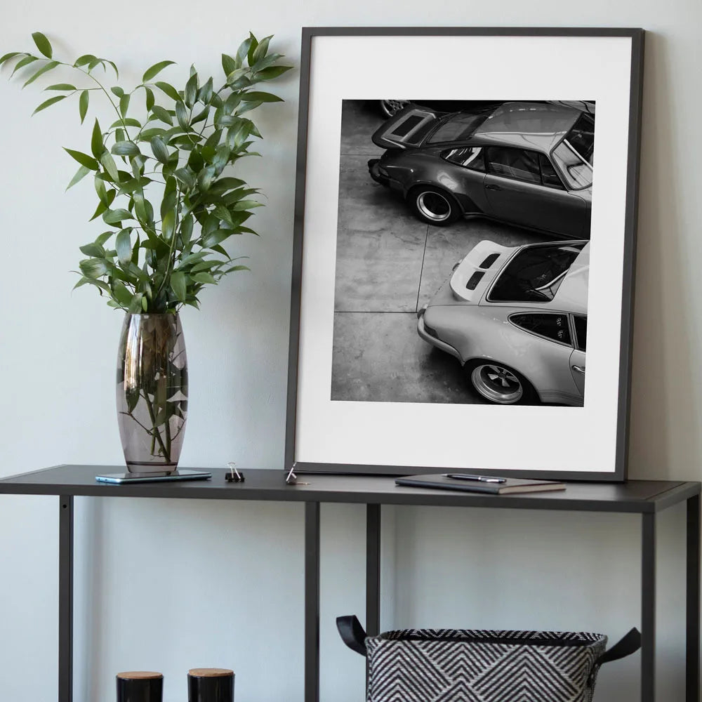 Portrait of Middle Ages Black and White Sports Car Posters and Prints Canvas Painting Wall Art Pictures Home Bar Room Decoration