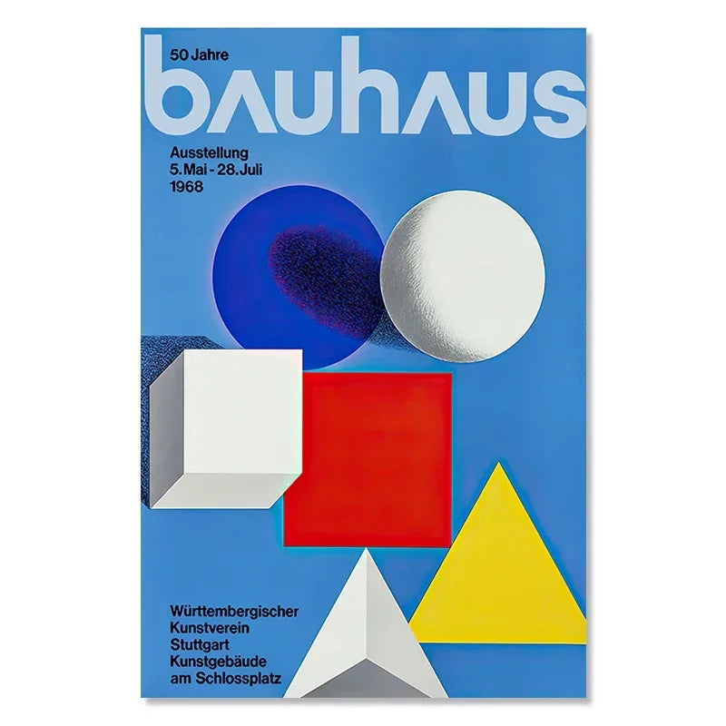 Bauhaus Exhibition Colour Block Canvas Painting Abstract Minimalist Wall Art Colourful Geometric Pictures Bedroom Poster