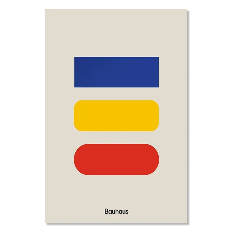 Bauhaus Exhibition Colour Block Canvas Painting Abstract Minimalist Wall Art Colourful Geometric Pictures Bedroom Poster