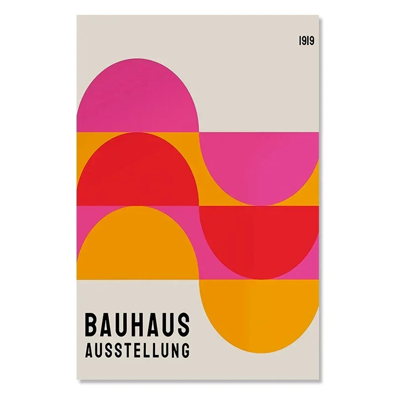 Bauhaus Exhibition Colour Block Canvas Painting Abstract Minimalist Wall Art Colourful Geometric Pictures Bedroom Poster